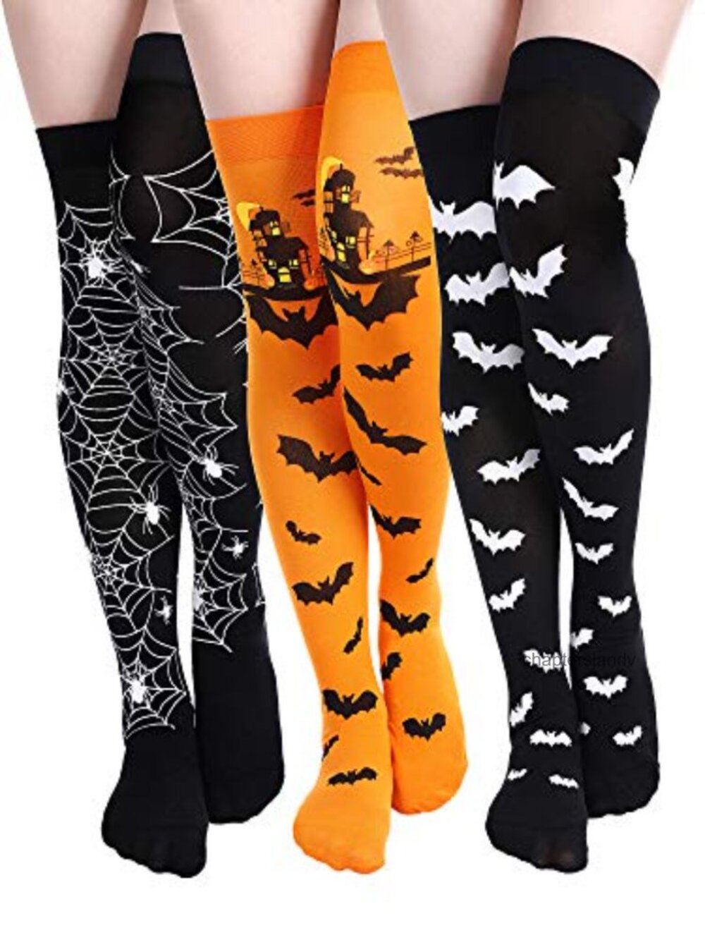 Over Knee Thigh High Halloween Socks 3 Pairs Polyester Cosplay